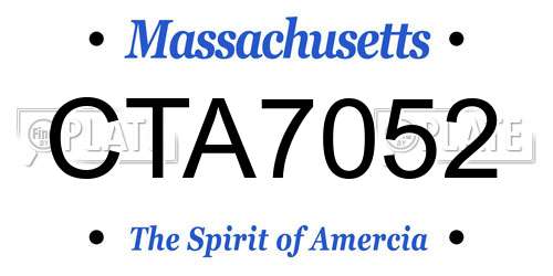 CTA7052 Massachusetts License Plate