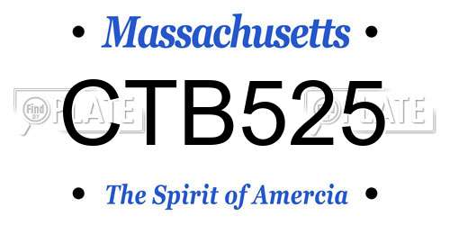 CTB525 Massachusetts License Plate