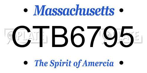 CTB6795 Massachusetts License Plate