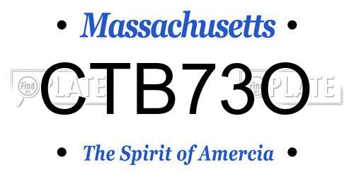 CTB73O Massachusetts License Plate