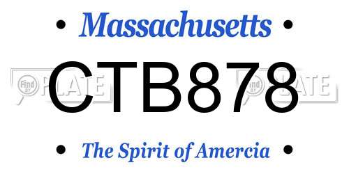 CTB878 Massachusetts License Plate