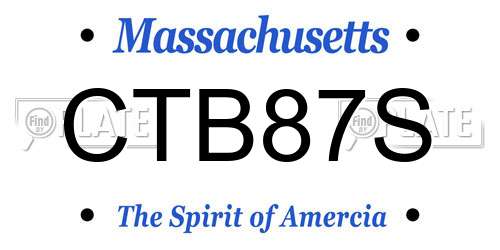 CTB87S Massachusetts License Plate