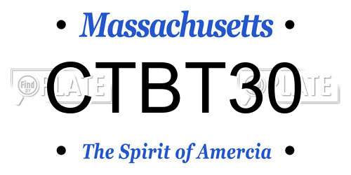CTBT30 Massachusetts License Plate