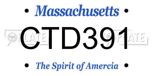 CTD391 Massachusetts License Plate