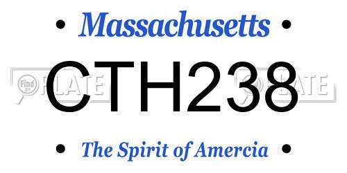 CTH238 Massachusetts License Plate