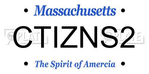 CTIZNS2 Massachusetts License Plate