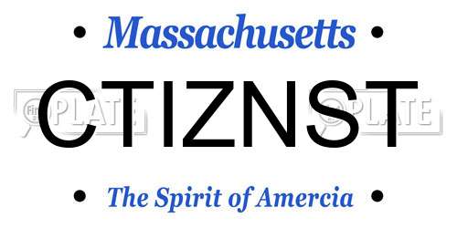 CTIZNST Massachusetts License Plate