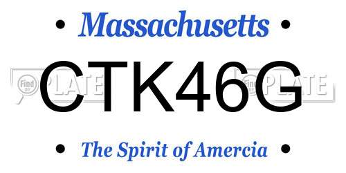 CTK46G Massachusetts License Plate