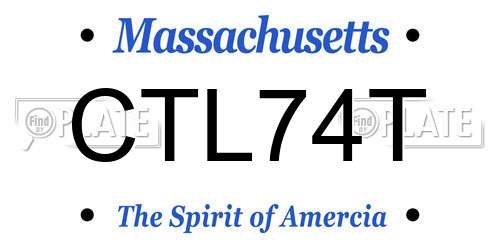 CTL74T Massachusetts License Plate