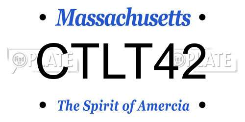 CTLT42 Massachusetts License Plate