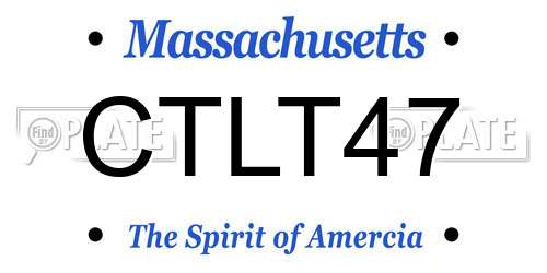 CTLT47 Massachusetts License Plate