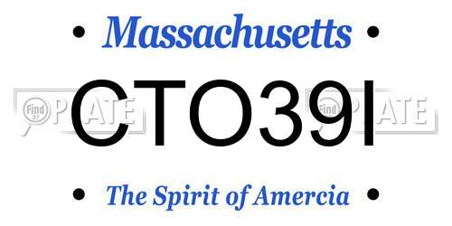 CTO39I Massachusetts License Plate
