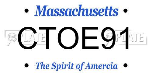 CTOE91 Massachusetts License Plate