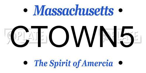 CTOWN5 Massachusetts License Plate