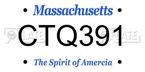 CTQ391 Massachusetts License Plate