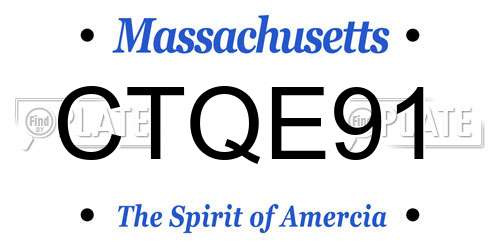 CTQE91 Massachusetts License Plate