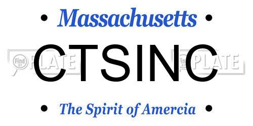 CTSINC Massachusetts License Plate