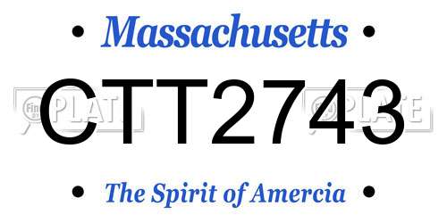 CTT2743 Massachusetts License Plate