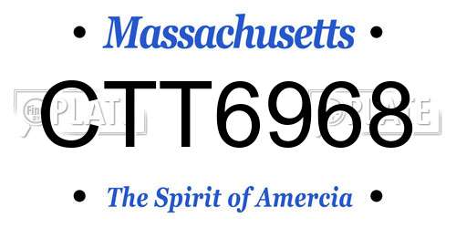 CTT6968 Massachusetts License Plate