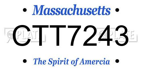CTT7243 Massachusetts License Plate