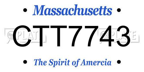 CTT7743 Massachusetts License Plate