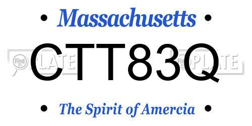 CTT83Q Massachusetts License Plate