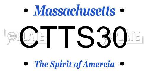 CTTS30 Massachusetts License Plate