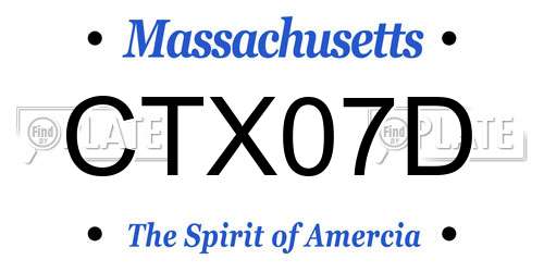 CTX07D Massachusetts License Plate