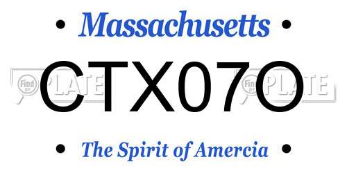 CTX07O Massachusetts License Plate