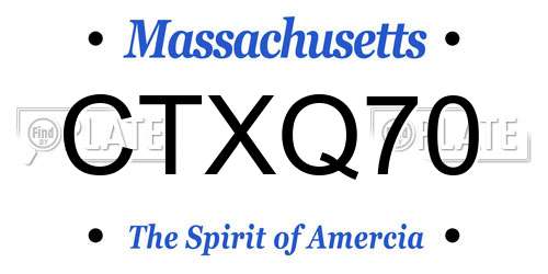 CTXQ70 Massachusetts License Plate