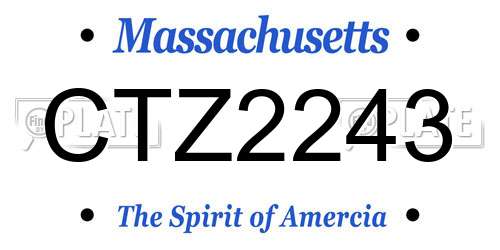 CTZ2243 Massachusetts License Plate