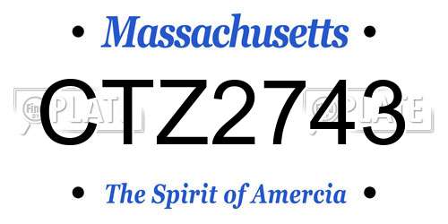 CTZ2743 Massachusetts License Plate