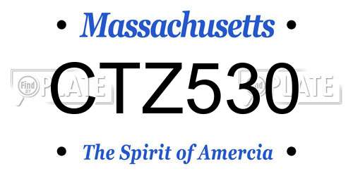 CTZ530 Massachusetts License Plate