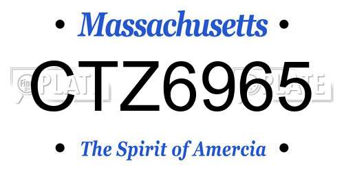 CTZ6965 Massachusetts License Plate