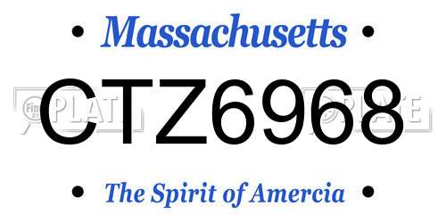 CTZ6968 Massachusetts License Plate