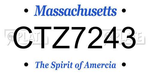 CTZ7243 Massachusetts License Plate