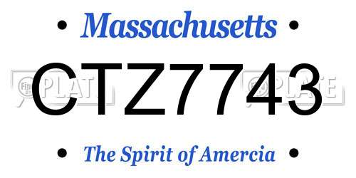 CTZ7743 Massachusetts License Plate