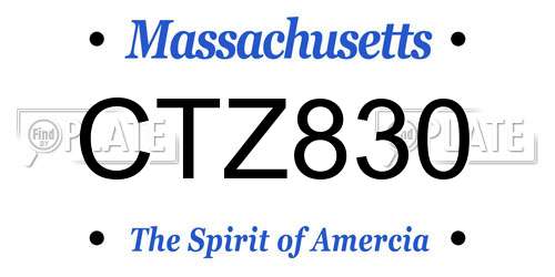 CTZ830 Massachusetts License Plate