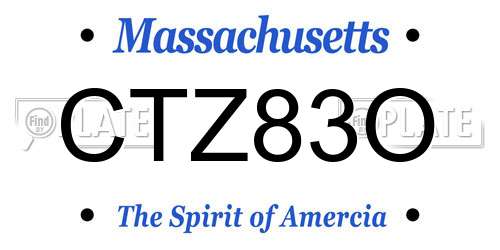 CTZ83O Massachusetts License Plate