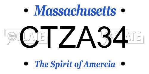 CTZA34 Massachusetts License Plate