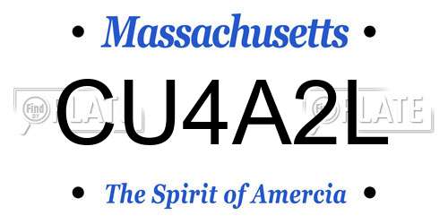 CU4A2L Massachusetts License Plate