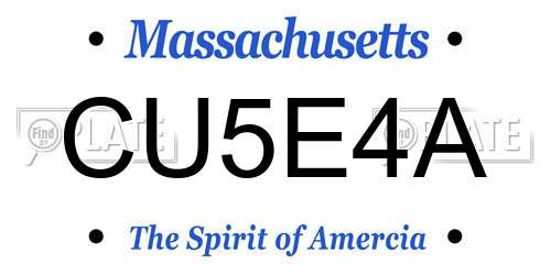 CU5E4A Massachusetts License Plate