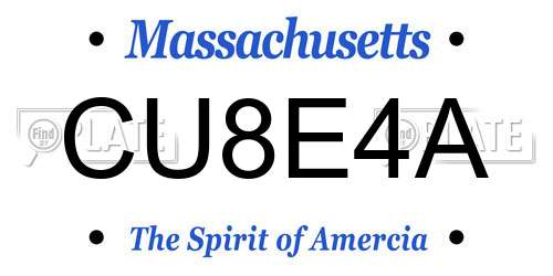 CU8E4A Massachusetts License Plate
