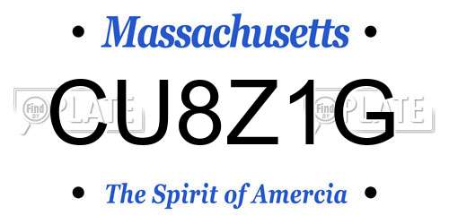 CU8Z1G Massachusetts License Plate