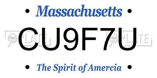 CU9F7U Massachusetts License Plate