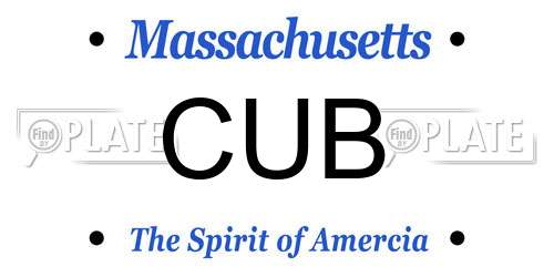 CUB Massachusetts License Plate