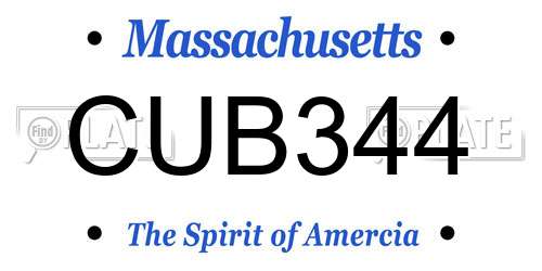 CUB344 Massachusetts License Plate