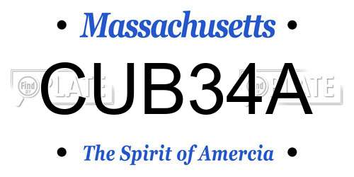 CUB34A Massachusetts License Plate