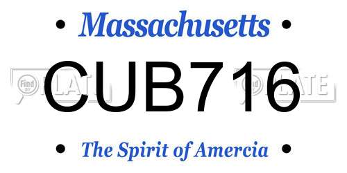 CUB716 Massachusetts License Plate