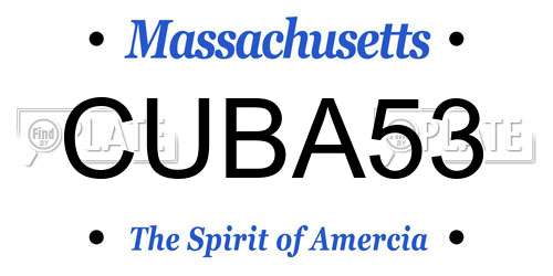 CUBA53 Massachusetts License Plate
